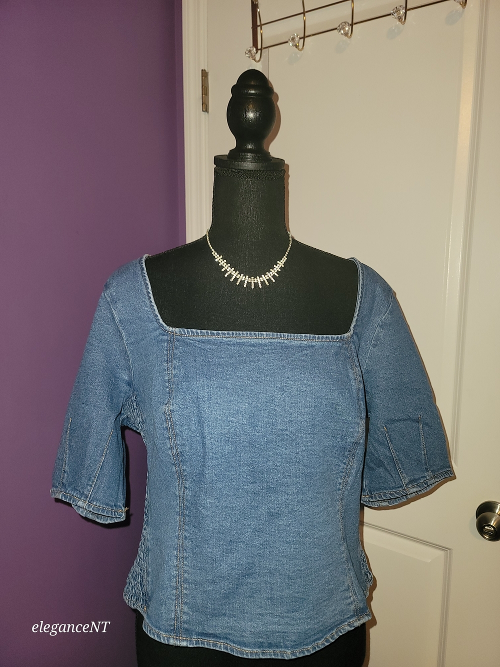 Old Navy Square-Neck Denim Cropped Top Sz: XL NWT - Picture 7 of 7